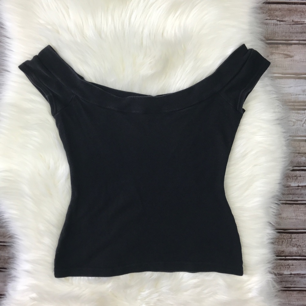 Heart of Haute Blk Marilyn Off Shoulder Retro Top